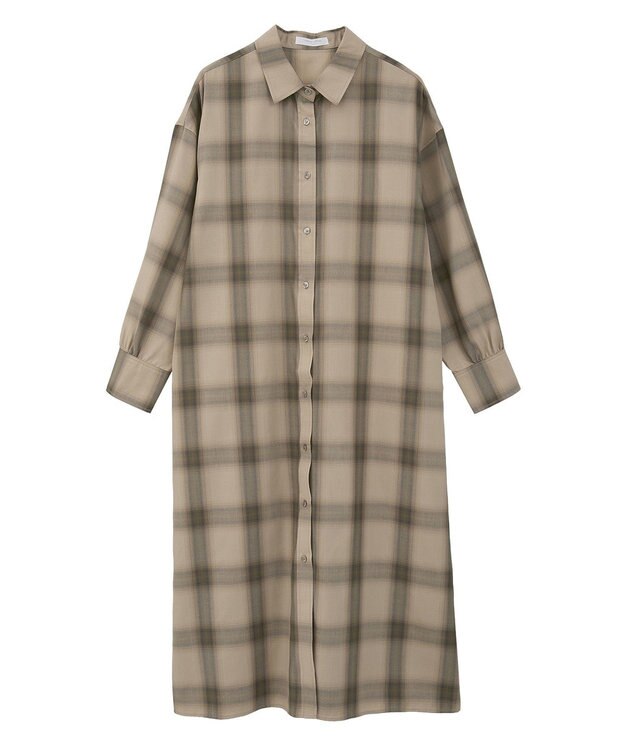 Green Parks ロングシャツワンピース Check Beige