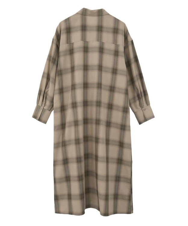 Green Parks ロングシャツワンピース Check Beige