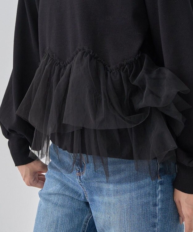 earth music&ecology チュールヘムニットプルオーバー Black