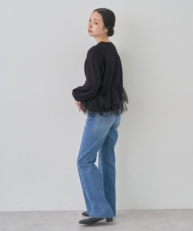 earth music&ecology チュールヘムニットプルオーバー Black