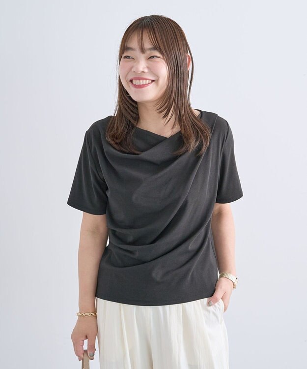 Green Parks ５分袖ドレーププルオーバー Black
