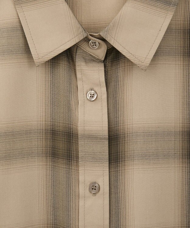 Green Parks ロングシャツワンピース Check Beige