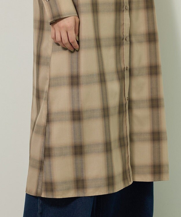 Green Parks ロングシャツワンピース Check Beige