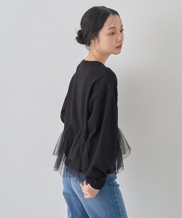 earth music&ecology チュールヘムニットプルオーバー Black