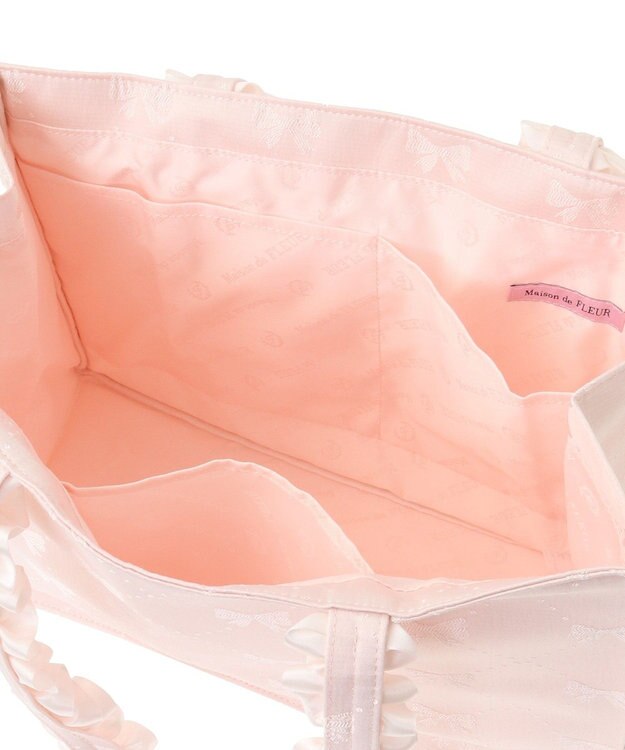 Maison de FLEUR EC限定リボン柄ジャカードスクエアトートM Pink