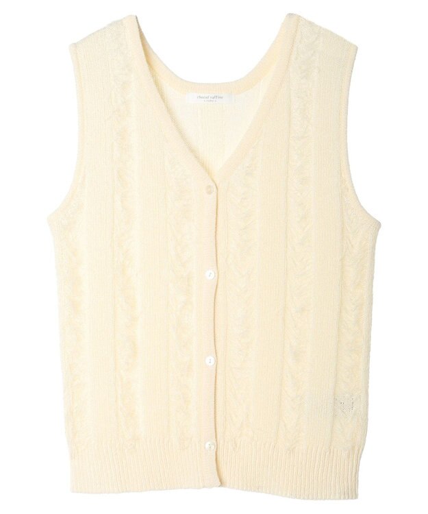 Green Parks フリンジニットベスト White