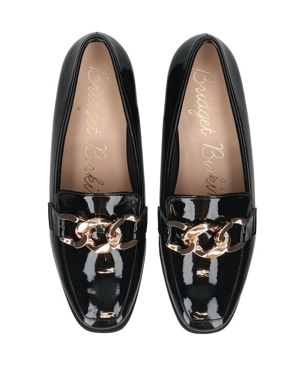 Bridget Birkin 【Bridget Birkin】チェーンアクセサリーローファー ブラックエナメル