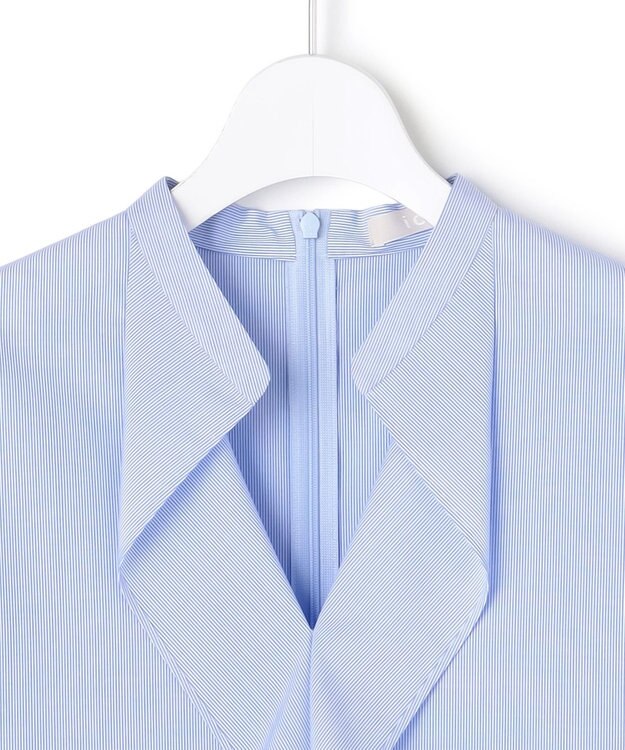 ICB 【先行予約】クリーンブロード ラッフルデザイン プルオーバーブラウス ブルーストライプ