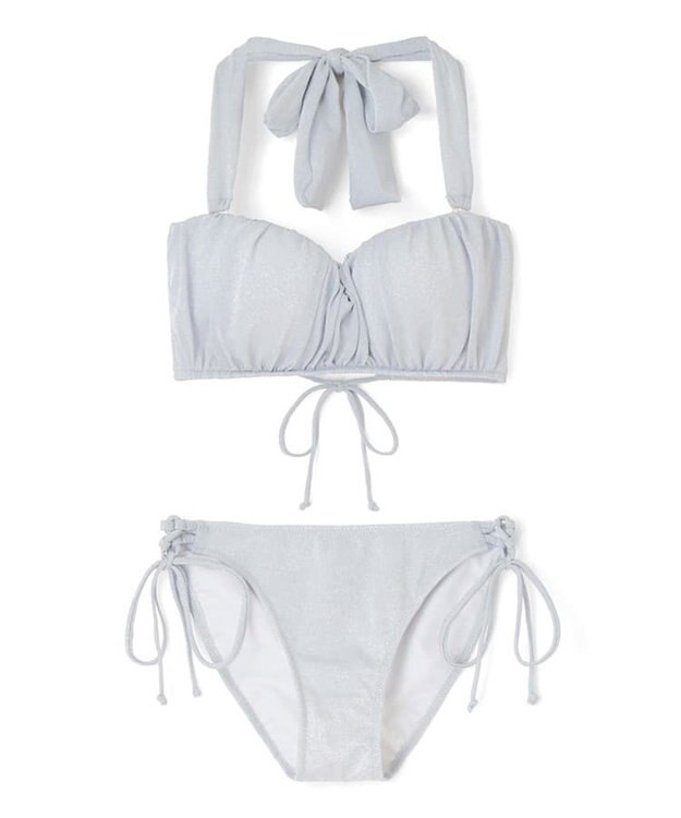 San-ai Resort（三愛水着楽園） 軽い着け心地でしっかり盛れる【楽盛り水着】　ラメギャザーワイヤー水着　9M　【San-ai Resort（サンアイリゾート）】 シルバー