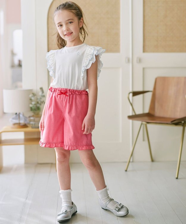 組曲 KIDS 【110-140㎝】 フルールフリルTシャツ オフホワイト