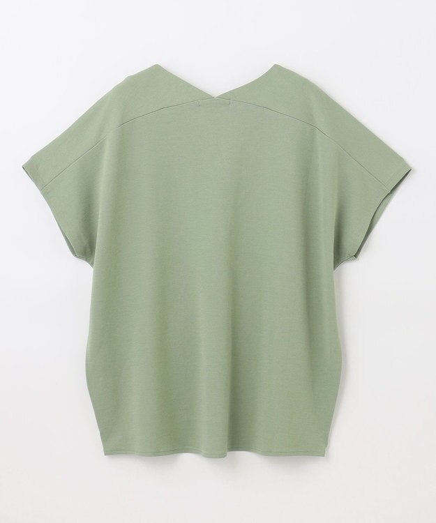 ANY L Vネックフレンチスリーブ プルオーバー ライトグリーン