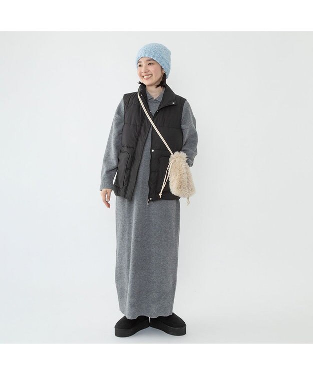 林八百吉商店 un chapeau MIXボアニット ブルー