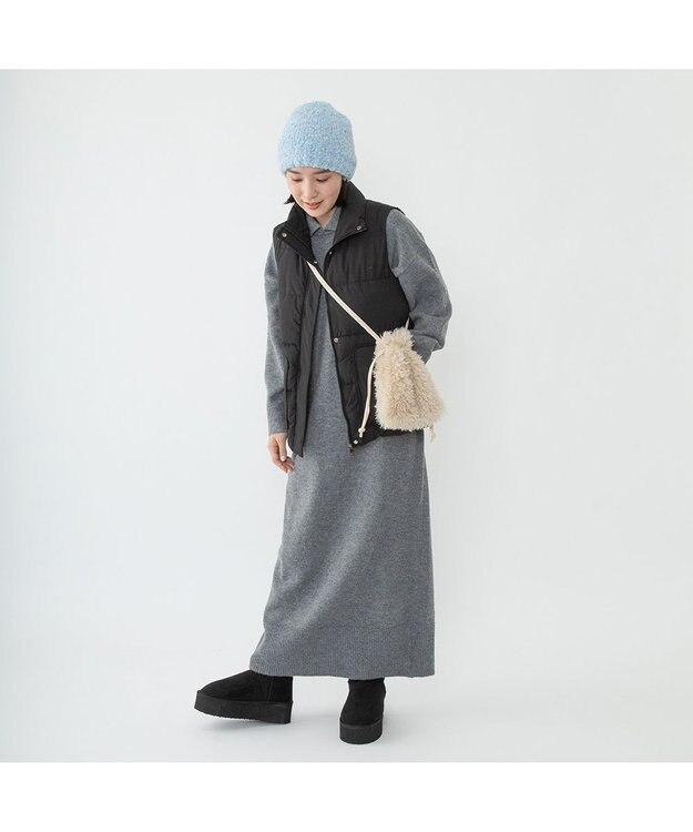 林八百吉商店 un chapeau MIXボアニット ブルー