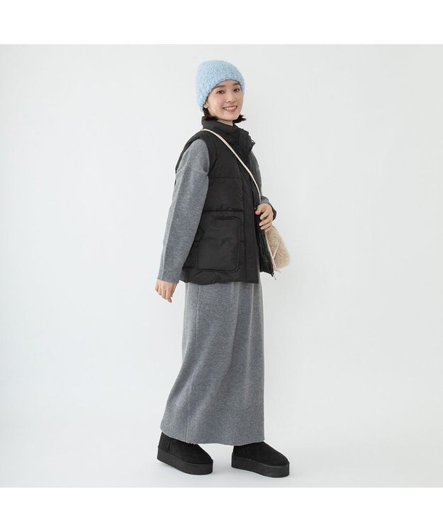 林八百吉商店 un chapeau MIXボアニット ブルー