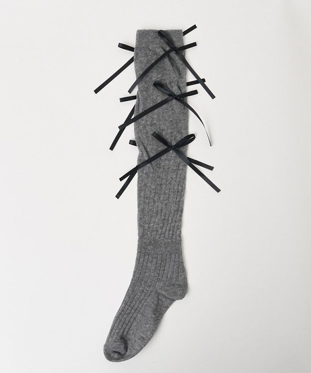 WEGO メニーリボンハイソックス グレー