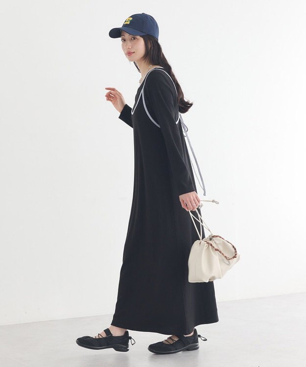 earth music&ecology 【2点SET】レイヤードバイカラーカットワンピース ブラック