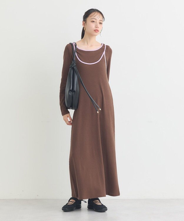 earth music&ecology 【2点SET】レイヤードバイカラーカットワンピース ブラウン