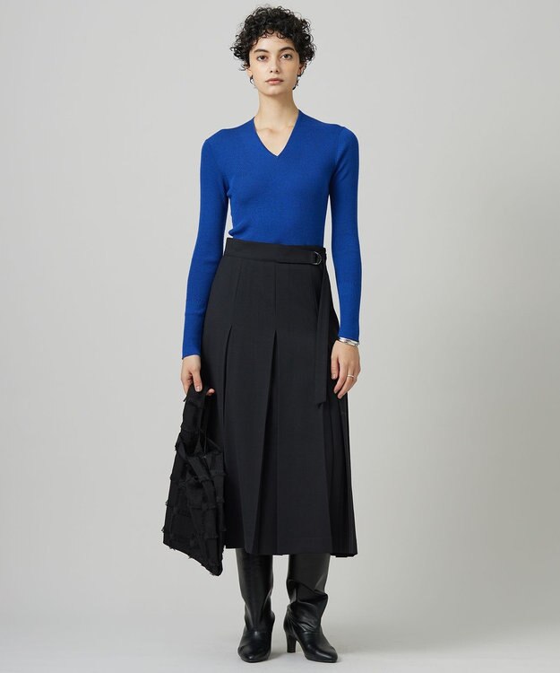 ICB 【新色追加・洗える】エクストラファインメリノ Vネックプルオーバー ロイヤルブルー系