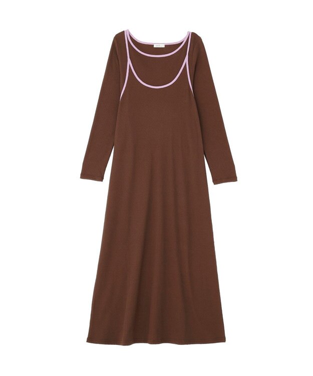 earth music&ecology 【2点SET】レイヤードバイカラーカットワンピース ブラウン
