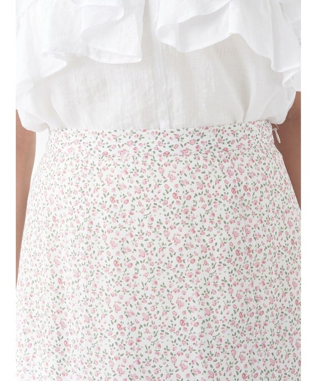 earth music&ecology 揺れる小花柄裾フレアスカート Ivory