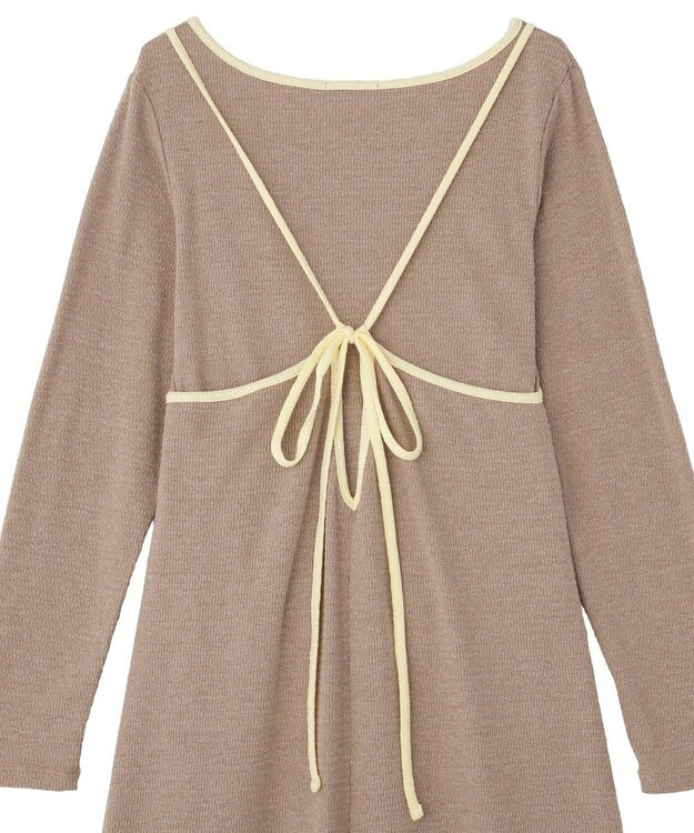 earth music&ecology 【2点SET】レイヤードバイカラーカットワンピース ベージュ