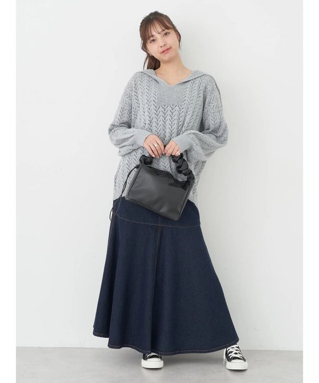 earth music&ecology ビッグカラーニットプルオーバー Light Gray