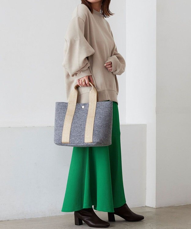 TOPKAPI 【TREASURE TOPKAPI】イタリアンフェルト ラメテープ トートバッグ 2023 グレー