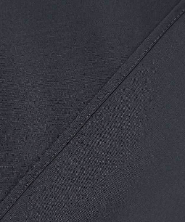 #Newans 【シワになりにくい/洗濯機可能】ラウンドフリルバンドカラーシャツ ネイビー