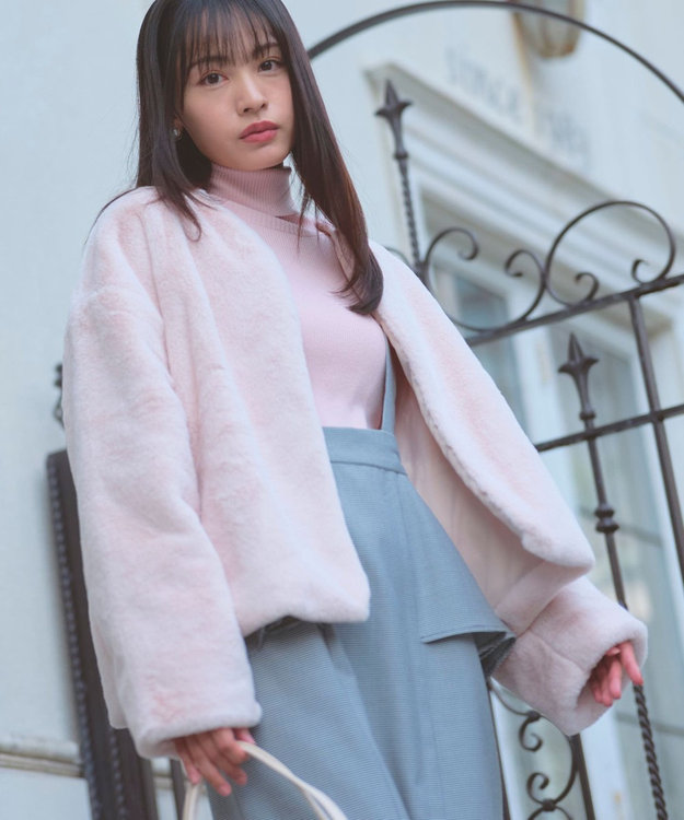 Feroux フェイクファー ジャケット ピンク系