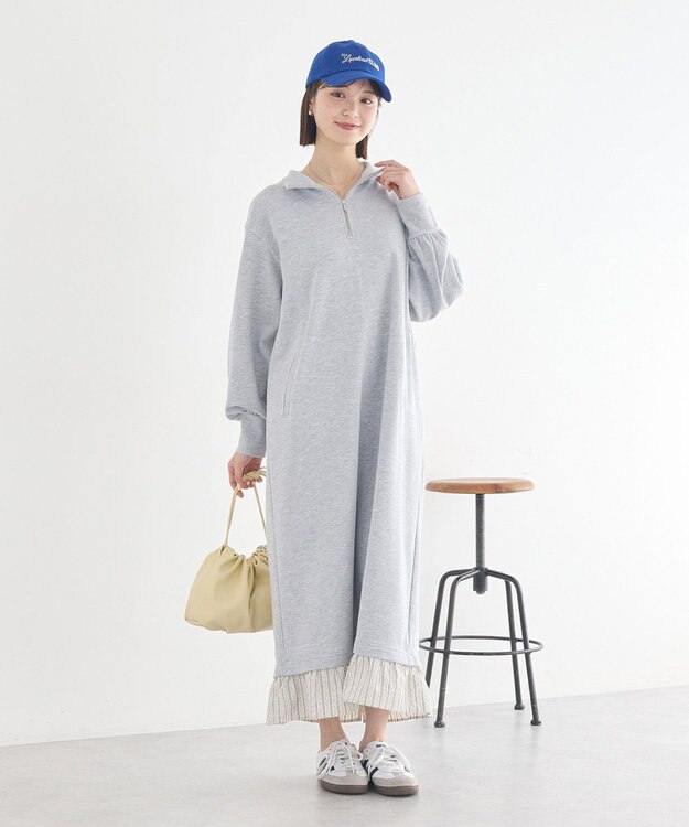 earth music&ecology レイヤーヘムワンピース Gray Mixture