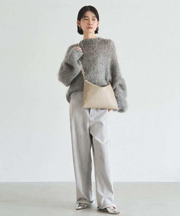 russet エンボスモノグラム ソフトレザーショルダーバッグ(CE-1547) GrayBeige