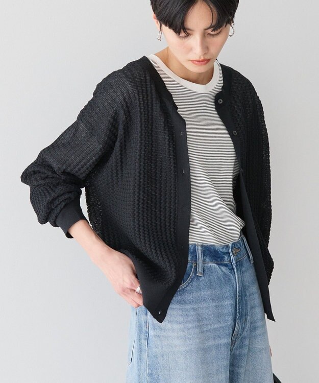 AMERICAN HOLIC 柄編みニットカーディガン Black