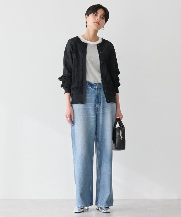 AMERICAN HOLIC 柄編みニットカーディガン Black