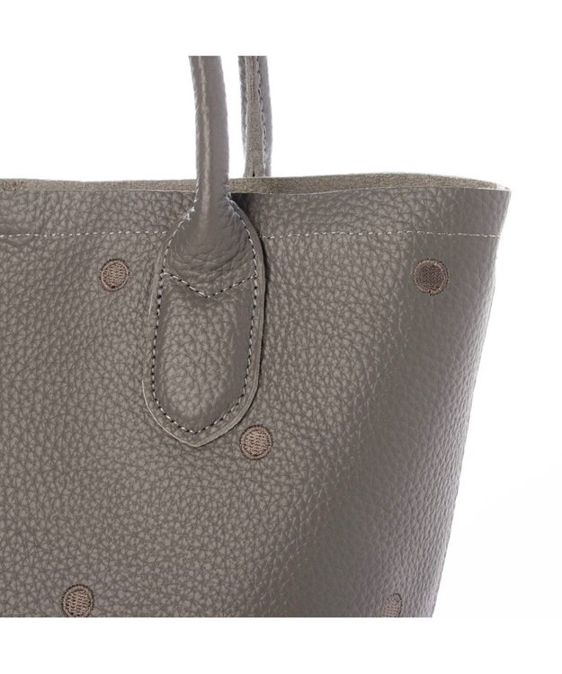 UNBILLION ペルケ perche / 牛革ドット刺繍2wayトートS GY
