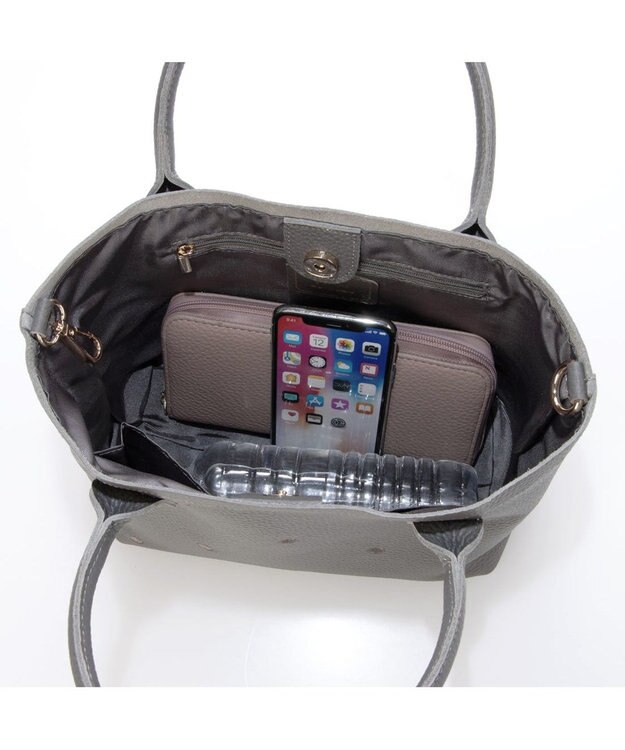 UNBILLION ペルケ perche / 牛革ドット刺繍2wayトートS GY