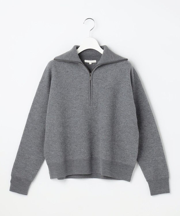 自由区 L 【SHIHOさん着用】ボイルドウールハーフジップ ニット グレー