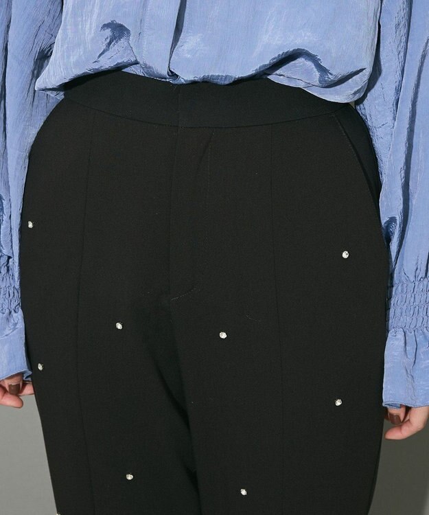 Green Parks ビジューテーパードパンツ Black