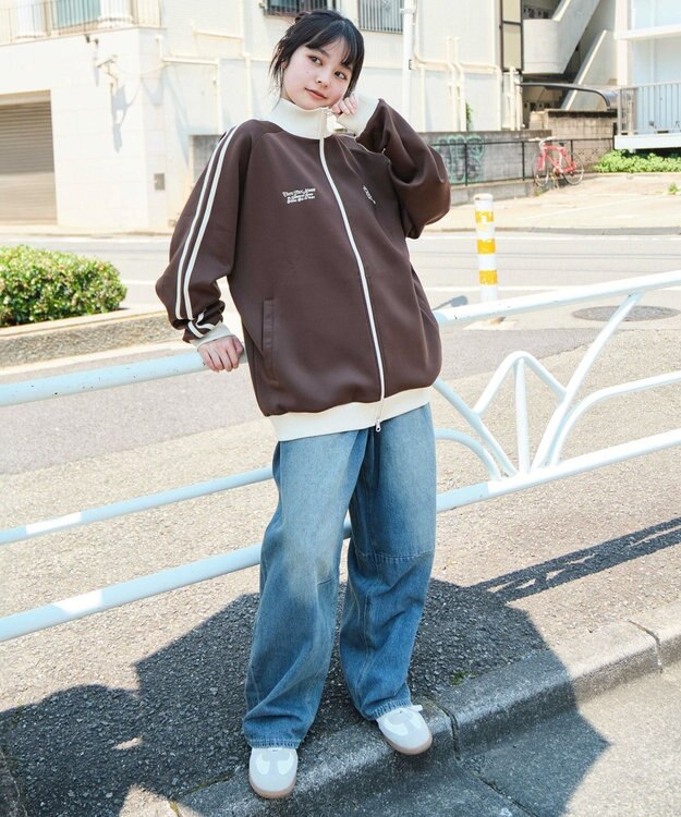 WEGO 【ユニセックスITEM/MLサイズ展開】ラグランライントラックジャケット ブラウン