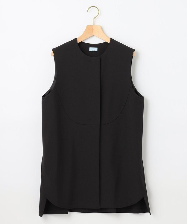 組曲 【洗える】パールポイントショートレングス ジレ ブラック系