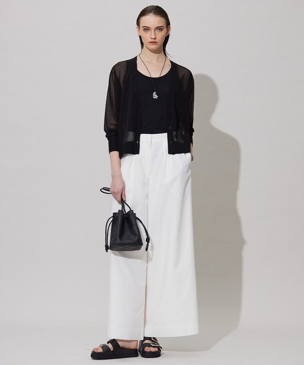 ICB L 【洗える】ドライシアーカーディガン ブラック系