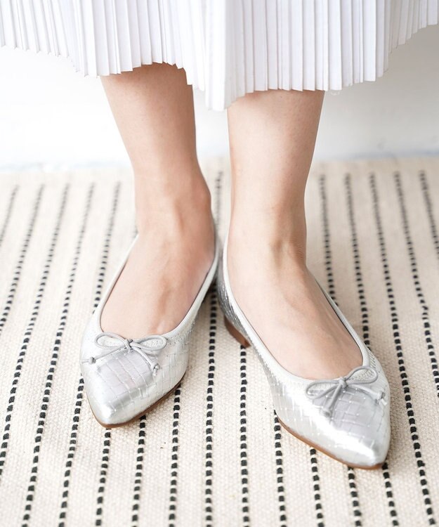 nouvelleRobe Oū 【本革・高反発】Pointed ポインテッドトゥ メッシュバレエシューズ シルバー