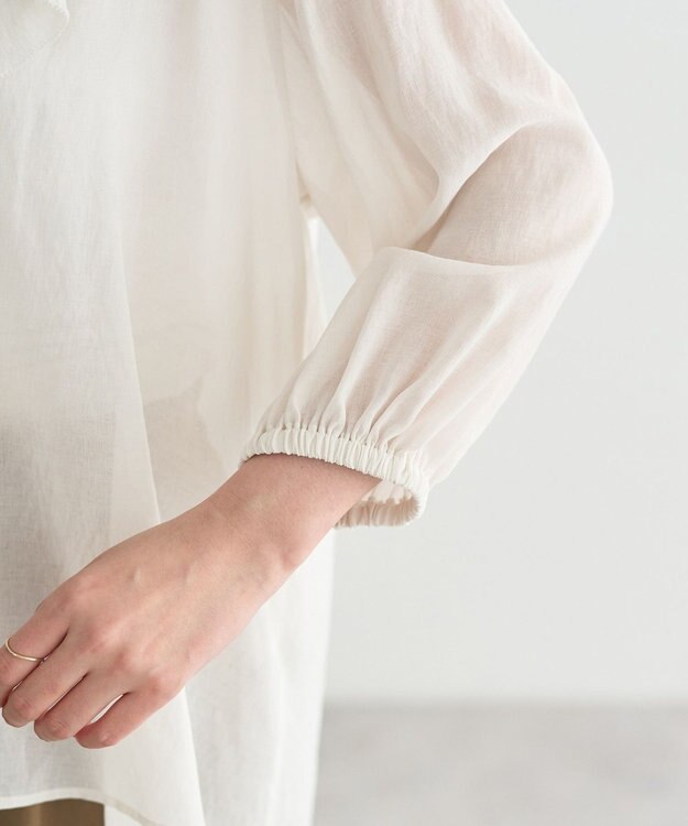 YECCA VECCA ラッフルリボンシアーブラウス Off White