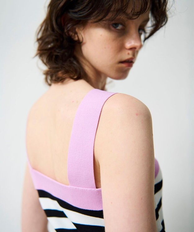 GRACE CONTINENTAL 配色ニットキャミ ピンク