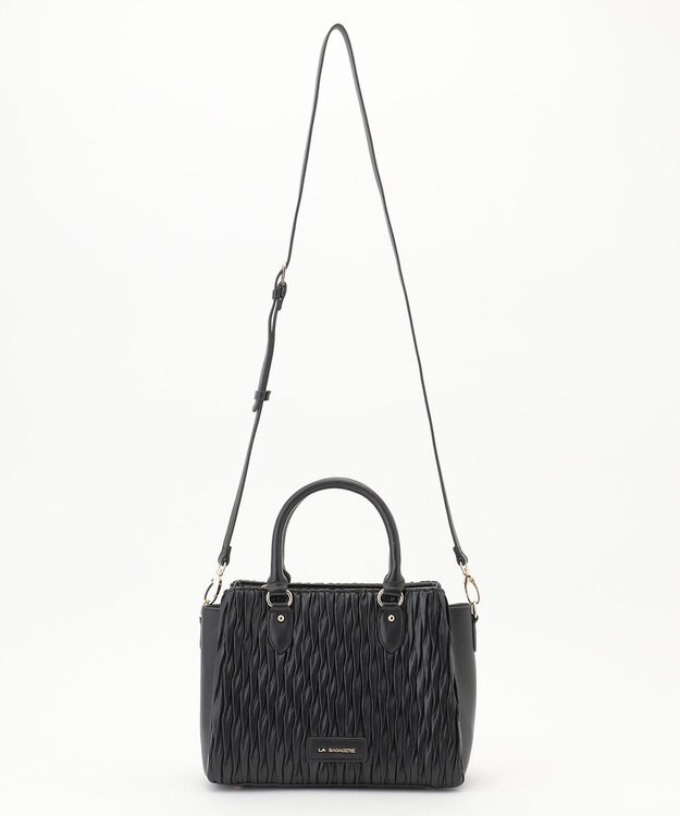 LA BAGAGERIE ランダムプリーツ2WAYハンドバッグ ブラック