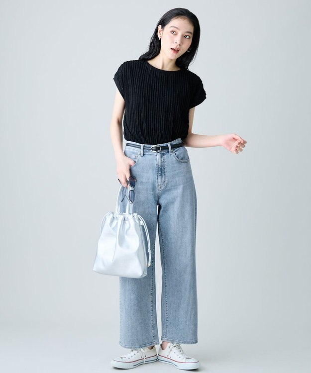 ANY バックルデザインナローベルト ブラック