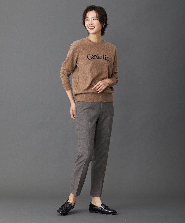 J.PRESS LADIES 【洗える】CASHMERE BLEND ロゴ ニット ブラウン系