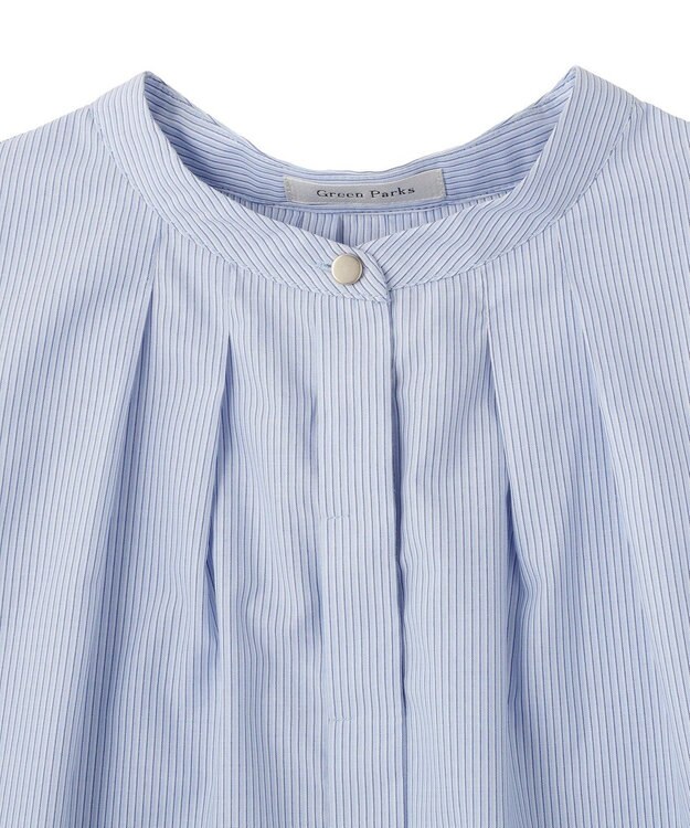 Green Parks タックショートスリーブブラウス Stripe