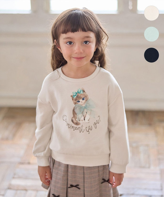 ANY KIDS ネコプリント トレーニャー エクリュ