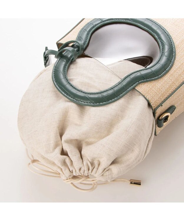 UNBILLION cachecache ポリプロピレンヒート×ビニール丸型2wayトートバッグ グリーン