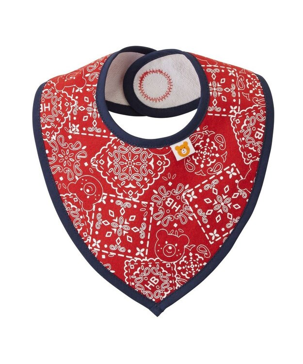 MIKI HOUSE HOT BISCUITS バンダナ風柄スタイ 赤